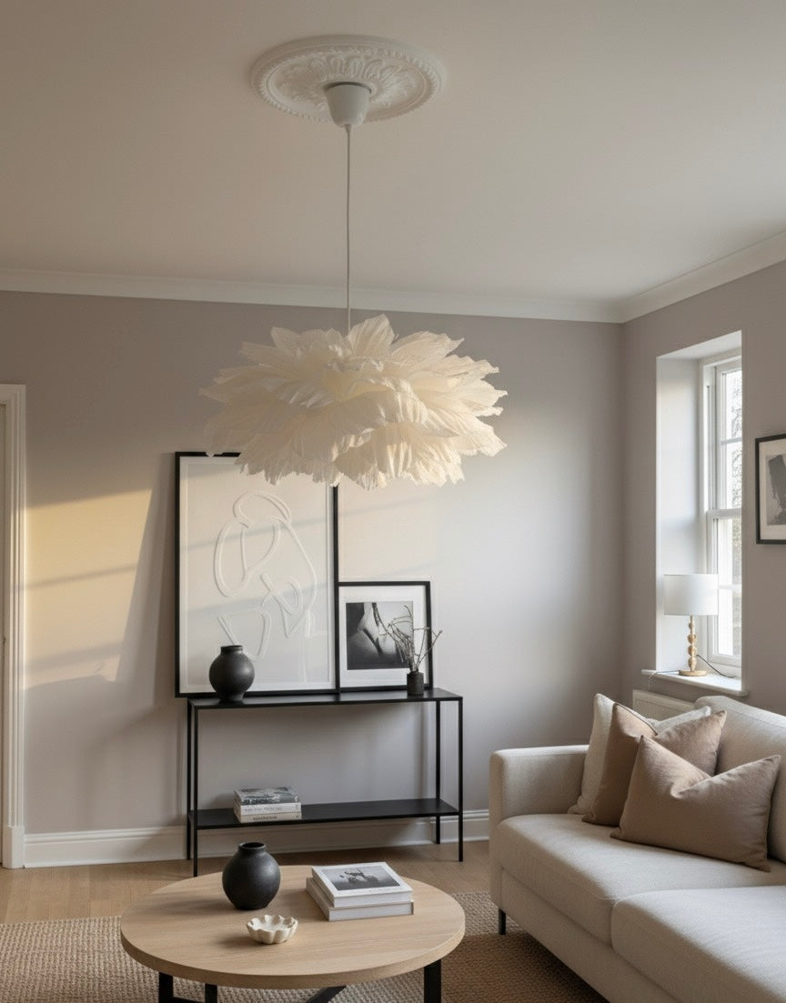 Luna – Håndlaget Papirlampe i Hvit | Japandi design