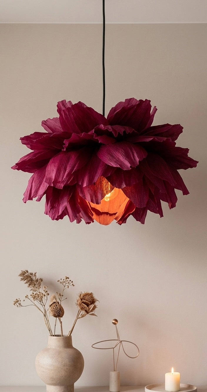 Håndverk — Lotus Burgundy – Taklampe