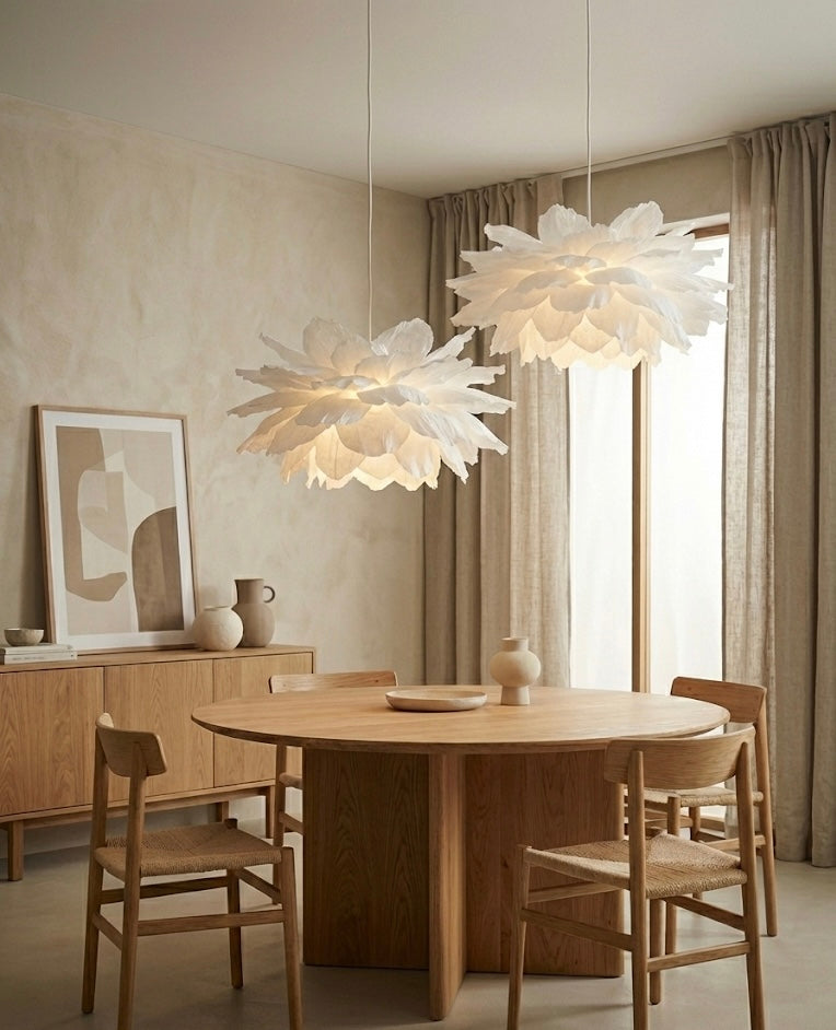 Luna – Håndlaget Papirlampe i Hvit | Japandi design